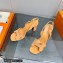 Hermes Heel 9.5cm sandals in suede goatskin Apricot with rhinestone 2023