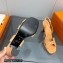 Hermes Heel 9.5cm sandals in suede goatskin Apricot with rhinestone 2023