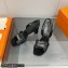 Hermes Heel 9.5cm sandals in suede goatskin Black with rhinestone 2023