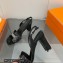 Hermes Heel 9.5cm sandals in suede goatskin Black with rhinestone 2023