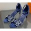 Hermes Heel 7.5cm sandals in suede goatskin Blue with rhinestone 2023
