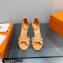 Hermes Heel 7.5cm sandals in suede goatskin Apricot with rhinestone 2023
