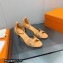 Hermes Heel 7.5cm sandals in suede goatskin Apricot with rhinestone 2023