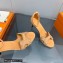 Hermes Heel 7.5cm sandals in suede goatskin Apricot with rhinestone 2023