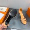 Hermes Heel 7.5cm sandals in suede goatskin Apricot with rhinestone 2023