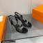Hermes Heel 8.5cm sandals in suede goatskin Black with rhinestone 2023