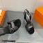 Hermes Heel 8.5cm sandals in suede goatskin Black with rhinestone 2023