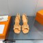 Hermes Heel 8.5cm sandals in suede goatskin Apricot with rhinestone 2023