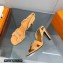Hermes Heel 8.5cm sandals in suede goatskin Apricot with rhinestone 2023