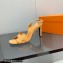 Hermes Heel 8.5cm sandals in suede goatskin Apricot with rhinestone 2023
