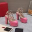 Valentino Heel 15.5cm platform 5.5cm Rockstud pumps in patent leather Pink 2023