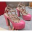 Valentino Heel 15.5cm platform 5.5cm Rockstud pumps in patent leather Pink 2023