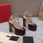 Valentino Heel 15.5cm platform 5.5cm Rockstud pumps in patent leather Burgundy 2023