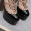 Valentino Heel 15.5cm platform 5.5cm Rockstud pumps in patent leather Black 2023