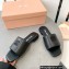 Miu Miu Metal lettering logo Leather Flat sandals Black 2023
