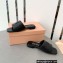 Miu Miu Metal lettering logo Leather Flat sandals Black 2023