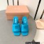 Miu Miu Heel 8.5cm Metal lettering logo Leather sandals Blue 2023