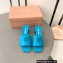 Miu Miu Heel 4.5cm Metal lettering logo Leather sandals Blue 2023