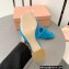 Miu Miu Heel 4.5cm Metal lettering logo Leather sandals Blue 2023