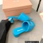 Miu Miu Heel 4.5cm Metal lettering logo Leather sandals Blue 2023