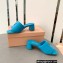Miu Miu Heel 4.5cm Metal lettering logo Leather sandals Blue 2023