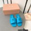 Miu Miu Metal lettering logo Leather Flat sandals Blue 2023