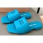 Miu Miu Metal lettering logo Leather Flat sandals Blue 2023