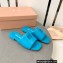Miu Miu Metal lettering logo Leather Flat sandals Blue 2023