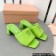 Miu Miu Heel 4.5cm Metal lettering logo Leather sandals Green 2023