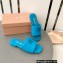 Miu Miu Metal lettering logo Leather Flat sandals Blue 2023