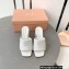 Miu Miu Heel 8.5cm Metal lettering logo Leather sandals White 2023