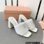 Miu Miu Heel 8.5cm Metal lettering logo Leather sandals White 2023