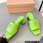 Miu Miu Heel 4.5cm Metal lettering logo Leather sandals Green 2023