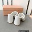 Miu Miu Heel 8.5cm Metal lettering logo Leather sandals White 2023