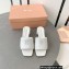 Miu Miu Heel 4.5cm Metal lettering logo Leather sandals White 2023