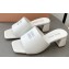 Miu Miu Heel 4.5cm Metal lettering logo Leather sandals White 2023