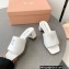 Miu Miu Heel 4.5cm Metal lettering logo Leather sandals White 2023