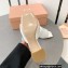 Miu Miu Heel 4.5cm Metal lettering logo Leather sandals White 2023