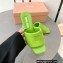 Miu Miu Heel 4.5cm Metal lettering logo Leather sandals Green 2023