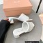 Miu Miu Heel 4.5cm Metal lettering logo Leather sandals White 2023