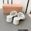 Miu Miu Heel 4.5cm Metal lettering logo Leather sandals White 2023