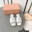 Miu Miu Metal lettering logo Leather Flat sandals White 2023