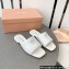 Miu Miu Metal lettering logo Leather Flat sandals White 2023
