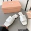 Miu Miu Metal lettering logo Leather Flat sandals White 2023