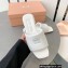 Miu Miu Metal lettering logo Leather Flat sandals White 2023