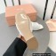 Miu Miu Metal lettering logo Leather Flat sandals White 2023