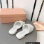 Miu Miu Metal lettering logo Leather Flat sandals White 2023