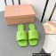 Miu Miu Metal lettering logo Leather Flat sandals Green 2023