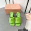 Miu Miu Heel 8.5cm Metal lettering logo Leather sandals Green 2023