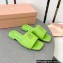 Miu Miu Metal lettering logo Leather Flat sandals Green 2023